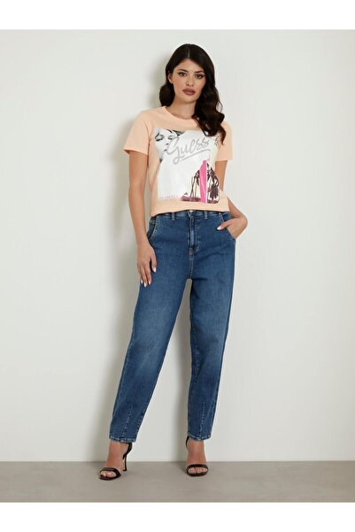 Guess Bisiklet Yaka Şeftali Kadın T-Shirt W4GI17I3Z14-G6J4