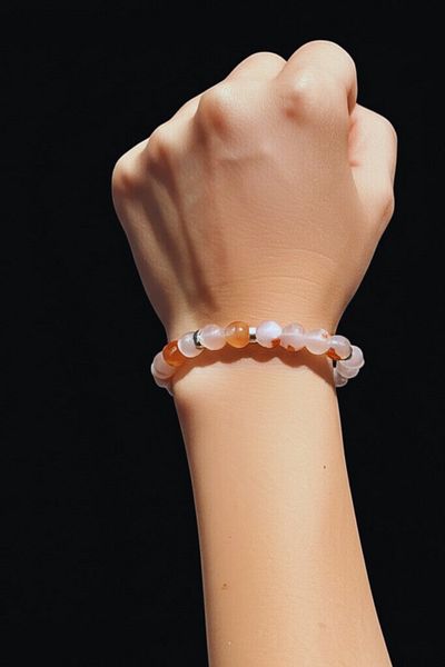 mrmpro Light Color Agate Stone Bracelet – Natural Stone Against Stress, Mental Peace and Protection Crystal