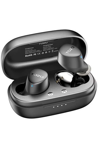 Smart Vibe Casti True Wireless TOZO® AgileDots High-Fidelity Stereo Sound, Ear-Fit Design, Bluetooth 5.3, Black