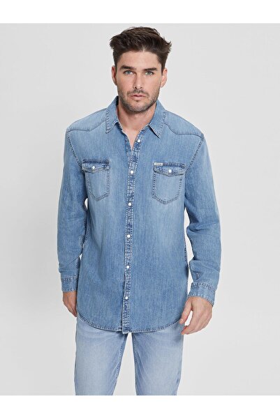 Guess Truckee Erkek Slim Fit Denim Gömlek