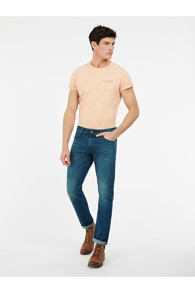 Guess Pantaloni de denim albastru pentru bărbați - talie normală, slim fit, material ECO