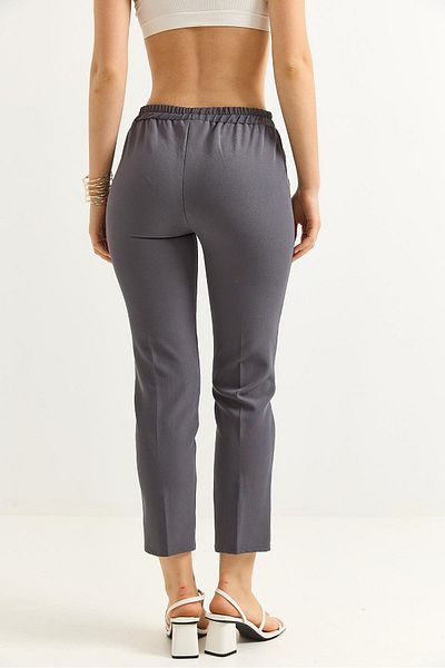 Raneel Kazançlı Alışveriş Elastic Waist Short Leg Double Crepe Trousers Gray
