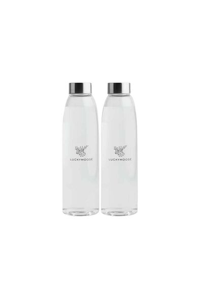 Luckymoose Water Bottle Set Of 2, Transparent/silver, 25 X 7 Cm