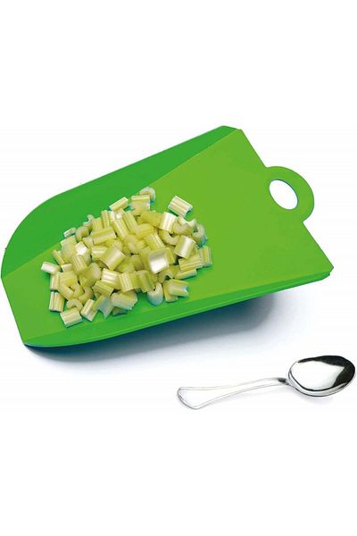 ZAEVES cutting board and spoon set, PVC/stainless steel, green/silver