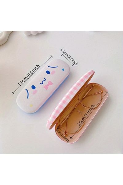 GlassySKY Cute My Melody and Kuromi Glasses Storage Box Glasses Container,Teenager Children Student