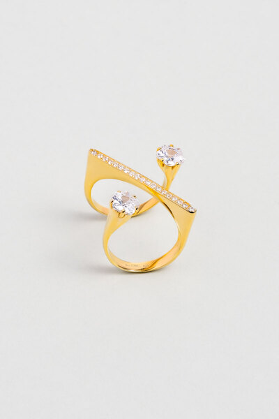 So CHIC... Flora 18 Ayar Sarı Altın Kaplama Gümüş Minimal Yüzük