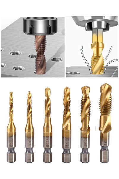 Depolife kılavuz çekme matkap uçları m3 m4 m5 m6 m8 m10 Bits uçlu 6 parça Pah Alma Delme klavuzu