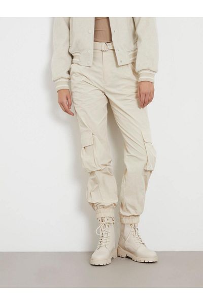 Guess Normal Waist Comfortable Cream Women's Pants W4Rb18Wfvv0-G1M5