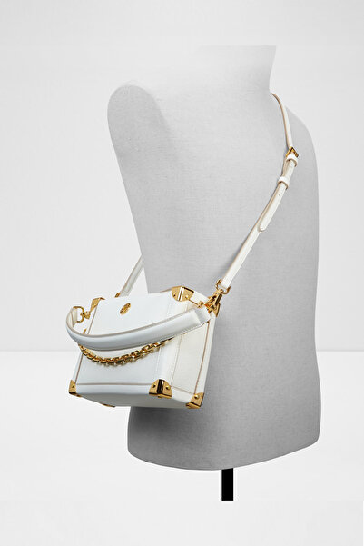 Aldo Valeriana - Geantă de umăr de lungime medie, din piele artificială, albă, cu fermoar superior