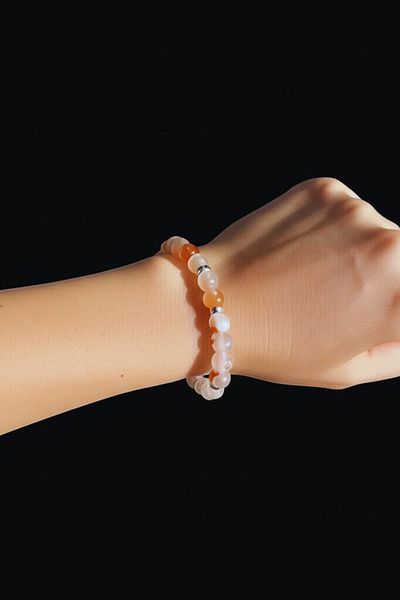 mrmpro Light Color Agate Stone Bracelet – Natural Stone Against Stress, Mental Peace and Protection Crystal