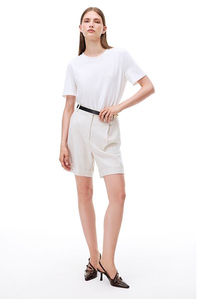 Perspective Monostar Regular Fit Tube Leg Beige Color Women's Shorts