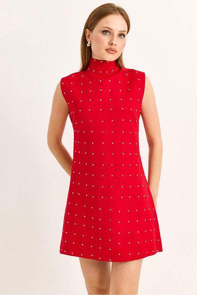 Raneel Kazançlı Alışveriş Stone Printed Mini Dress Red