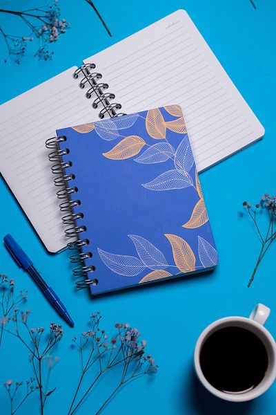 My Mia Art Blue Leaf Spiral Notebook 12X17