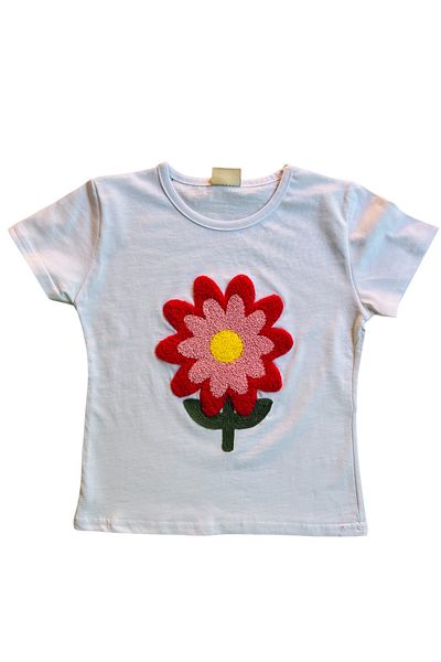 YUMİYUMM Girl's White-Fuchsia Daisy Patterned Shorts Set