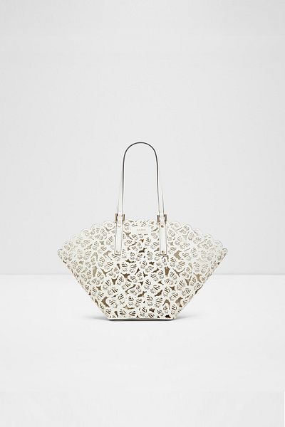 Aldo Jacinta - Women's Faux Leather White Top Zipper Medium Size Bag