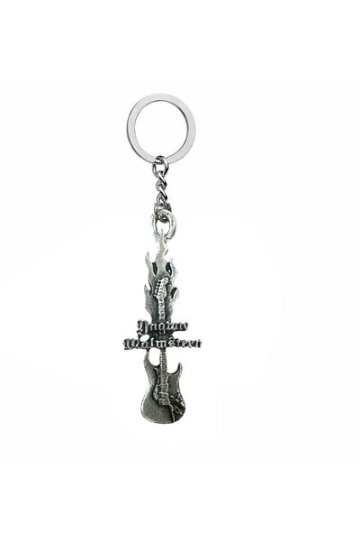 Herşey Nota Yngwie J. Malmsteen Flame Electric Guitar Keychain – Unisex - Metal Accessory