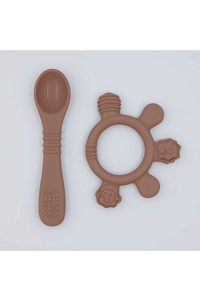CKM silikon Baby Teeter and Spoon Set - Finger Model Teeter and Feeding Spoon