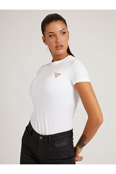 Guess Ss Cn Mini Triangle White Women's T-Shirt