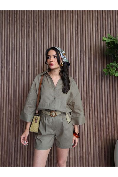 ESRAHELVACI Linen Belted Shorts Set