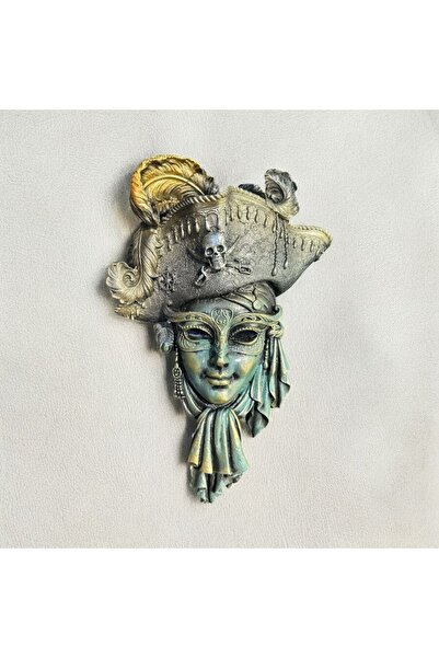 Peramari Dekoratif Polyester Duvara Asmalı Kadın Korsan Yüz Maske Tablo Gri T...