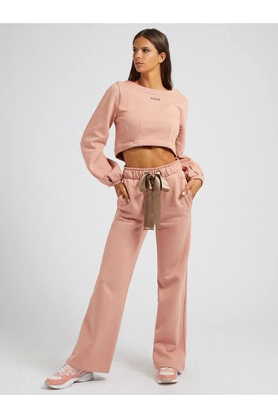 Guess Hanorac roz pentru femei cu gât crew - W3rq14fl050g1g0