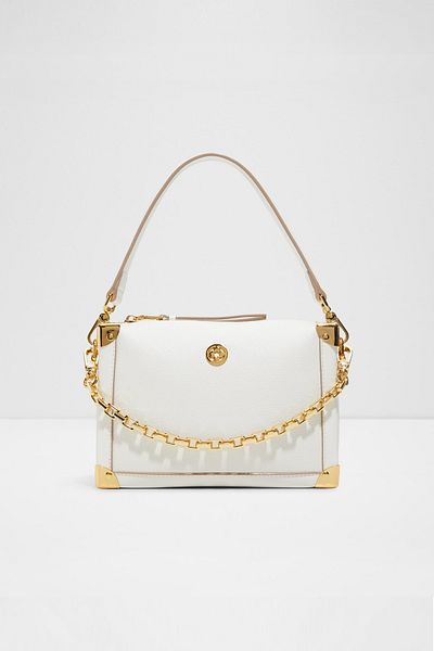 Aldo Valeriana - Women's Faux Leather White Top Zipper Medium Shoulder Bag