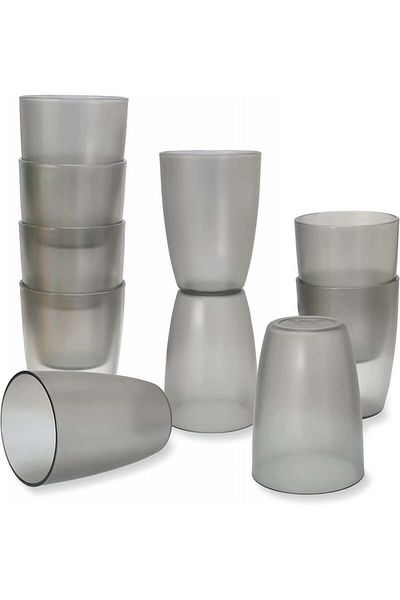 Kazaigou Set de 10 pahare Kazaigou, plastic, gri, 370 ml, 11 x 7,9 x 5,5 cm