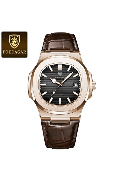 Choice ساعة يد رجالية مربعة فاخرة مقاومة للماء وعالية الجودة 613RoseGoldBlackL