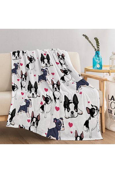 Choice 75x100cm Funny Pug Dog Blanket Cute Pug Dog with Erect Ears Design Flannel Fleece Throw Blanket Soft