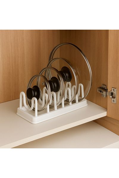Gondol 6 Compartment Pot Lid Organizer – Transparent, Durable and Practical Kitchen Organizer