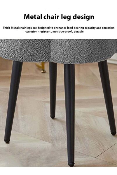 Taimi Boucle Fabric Chair Elegant Cloud Design with Metal Legs, 45H x 45W cm - Gray