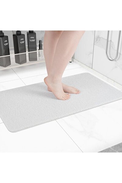 Choice سجادة حمام غير قابلة للانزلاق مقاس 50 × 80 سم، بيضاء، سجادة استحمام مر...