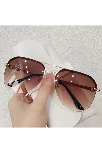 Choice BROWN New Fashion Metal Half Frame Women's Outdoor Sunglasses Classic ...