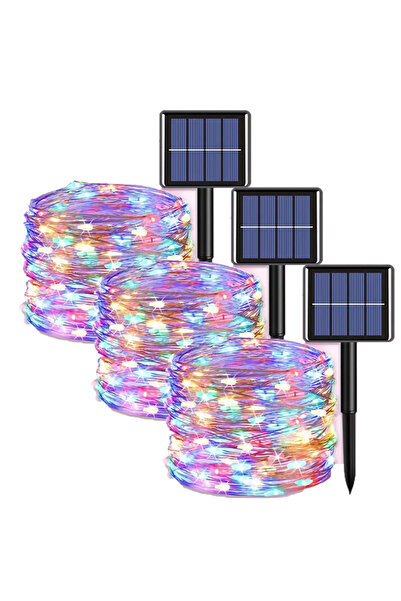 Choice 33 متر 300 ليد 3 حزمة من 3 أضواء سلسلة الجنية الشمسية RGB LED 8 أوضاع ...