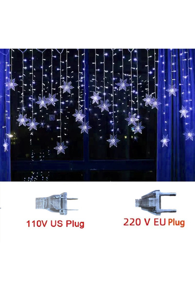 Choice سلسلة أضواء LED زرقاء بطول 3.2 متر على شكل رقاقات ثلج عيد الميلاد، قاب...