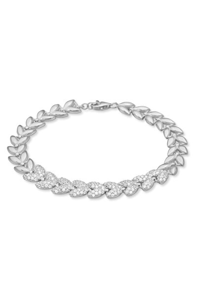 Joy of Jade Brielle Kalp Motifli Pave Zincir Bileklik, 18 Ayar Rodyum Kaplama...