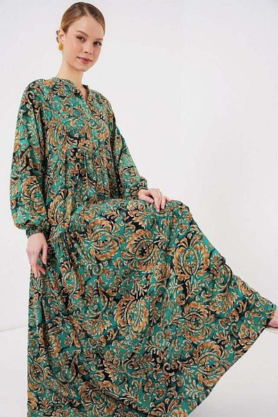 Aymood 2423 Φόρεμα Hijab με αυθεντικό σχέδιο - Y. Water Green