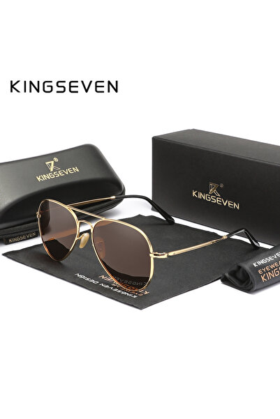 Choice نظارة شمسية C3 من KINGSEVEN Pilot Alloy باللون الذهبي والبني، مستقطبة ...