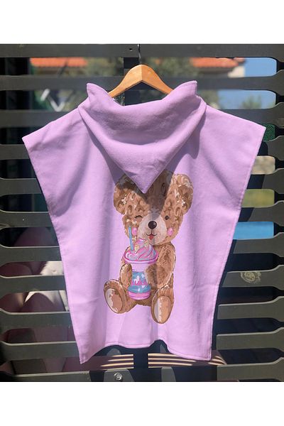 milroma Teddy Pattern Digital Printed Cotton Poncho Towel 60X60 cm