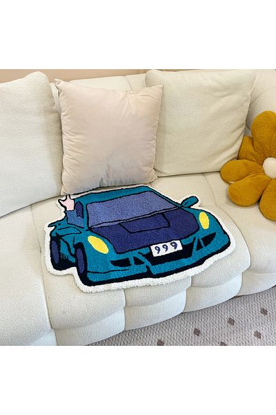 Choice 75X50 CM Enthusiast Racing Car Shaped Tufting Rug Boy Living Room Bedroom Decor Carpet Embroidered N
