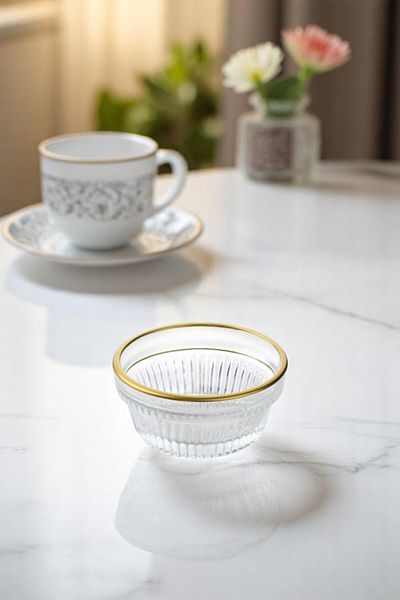Wow Home 6 Pieces Round Gold Gilded Glass Sauce Bowl and Jam Bowl Set