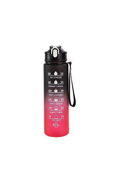 Choice Black Red 700ml Sports water Bottle High Temperature Resistant Graduated Straw Cup Rainbow Frosted P