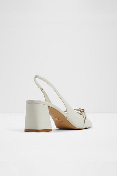 Aldo Women's Leather White-Ecru Block Heeled Shoes
