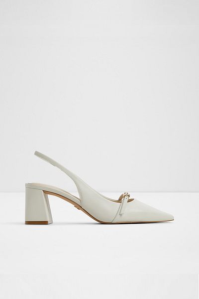 Aldo Women's Leather White-Ecru Block Heeled Shoes
