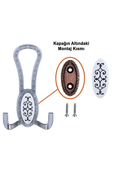 NZB Mobilya Portmanto Vestiyer Duvar Askısı Metal Dolap Elbise Askılığı Krom Beyaz Desenli (4 Adet)