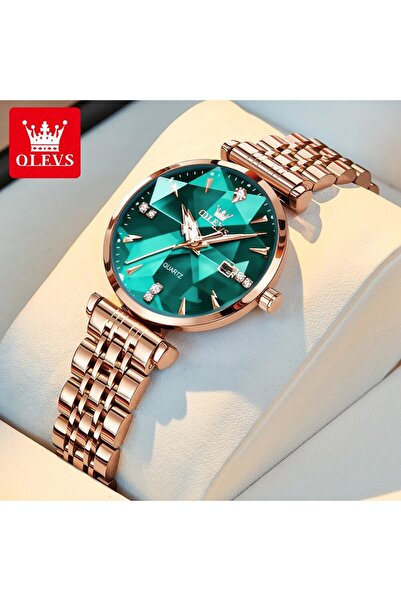 Choice Rose Green OLEVS 5536 Quartz Watch for Women Fashion Luxury Rhombus Mi...