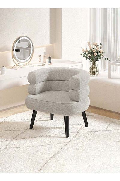 Taimi Elegant Design Boucle Chair, Bedroom, Boucle Chair for Living Room and Office - Gray