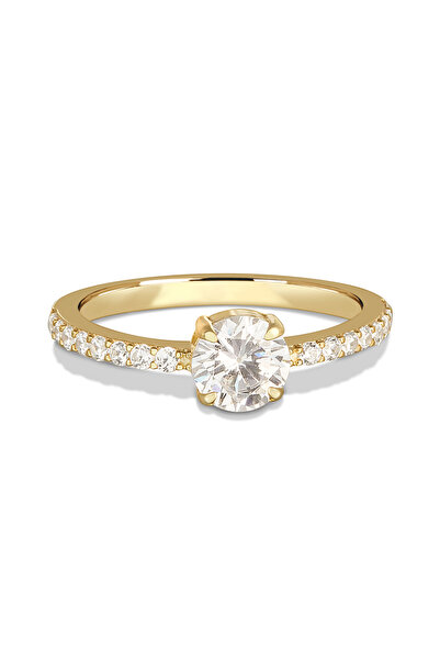 Joy of Jade Rachel Yuvarlak Kesim Tektaş Yüzük , 18 Ayar Rose Gold Kaplama