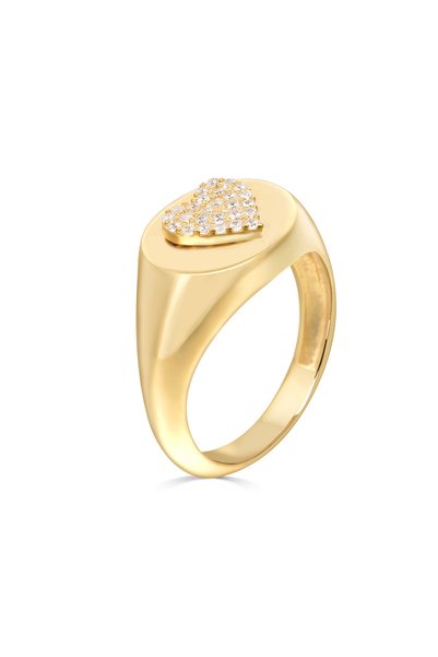Joy of Jade Abigail Kalp Motifli Serçe Parmak Yüzük, 18 Ayar Rose Gold Kaplama