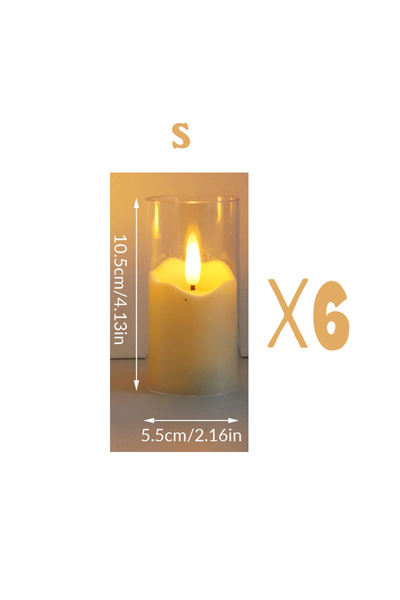 Choice S-6 قطع 1/3/6 قطع شموع كهربائية بدون لهب مصباح زجاج أكريليك بطارية وميض شمعة صغيرة وهمية C